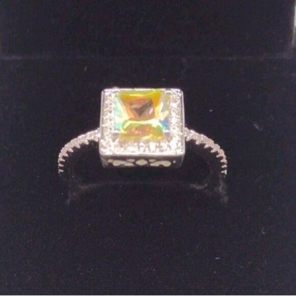 Citrine CZ October Birthstone Sterling Silver Overlay Ring Size 7 with Box Gift - Picture 1 of 7
